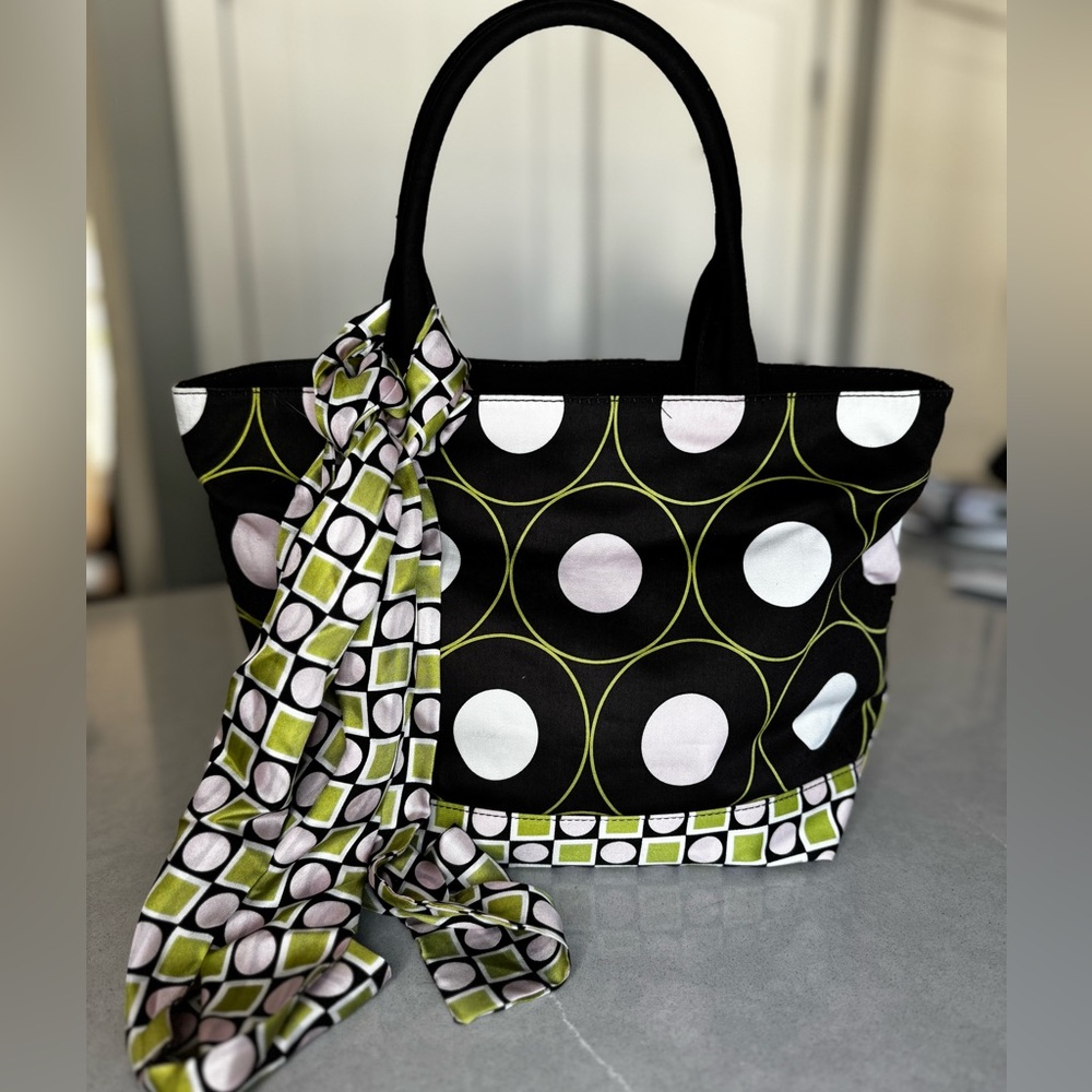 Talbots tote with scarf accent